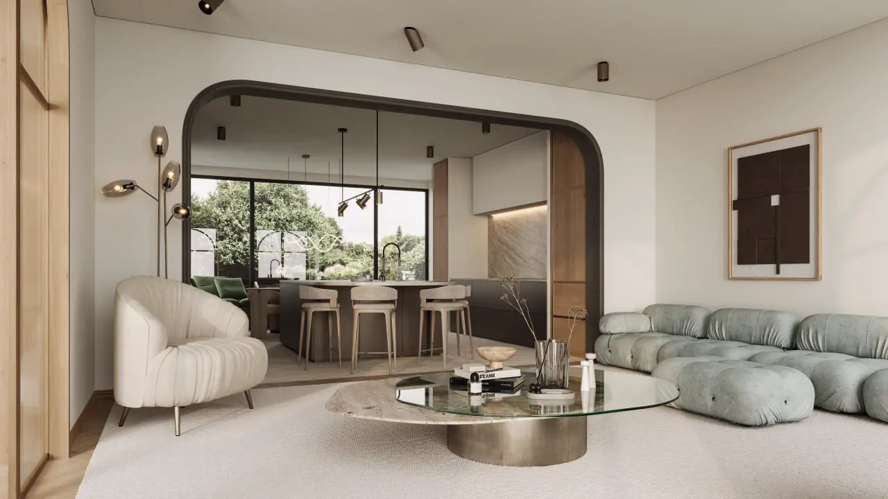 Living room 3D render